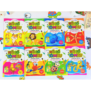 Sách - Combo 6 Cuốn: Nối số & Tô màu thông minh thế giới động vật - Song ngữ Việt Anh - ndbooks
