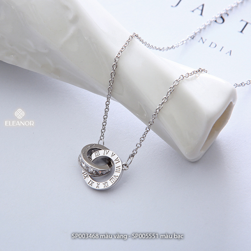 Ảnh Dây chuyền nữ titan Eleanor Accessories đính đá vòng cổ khắc số la mã phụ kiện trang sức 3468 2