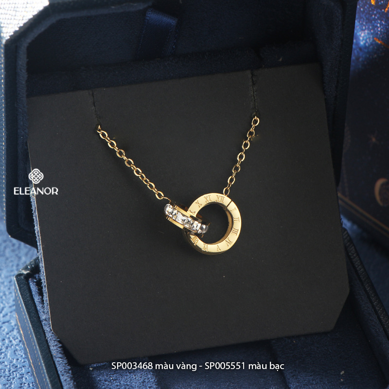 Dây chuyền nữ titan Eleanor Accessories đính đá vòng cổ khắc số la mã phụ kiện trang sức 3468