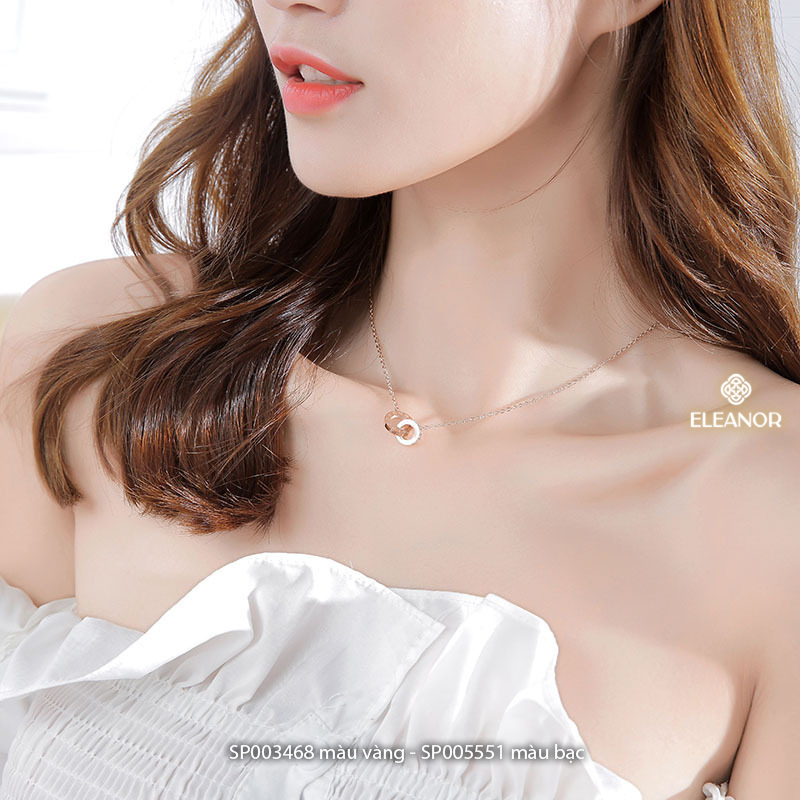 Dây chuyền nữ titan Eleanor Accessories đính đá vòng cổ khắc số la mã phụ kiện trang sức 3468