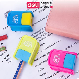 Gọt chì mini Deli - 1 lỗ - Xanh lá/Hồng/Xanh dương - Màu ngẫu nhiên