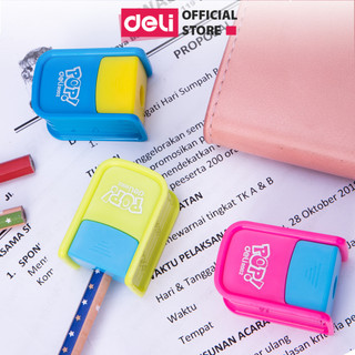 Gọt chì mini Deli - 1 lỗ - Xanh lá/Hồng/Xanh dương - Màu ngẫu nhiên