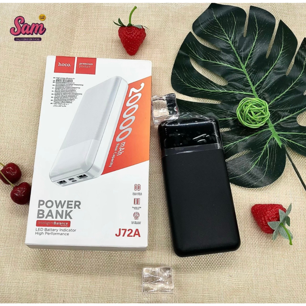 Pin dự phòng HOCO J72A 20000mAh, màn hình hiển thỉ, cổng vào Micro-USB ...