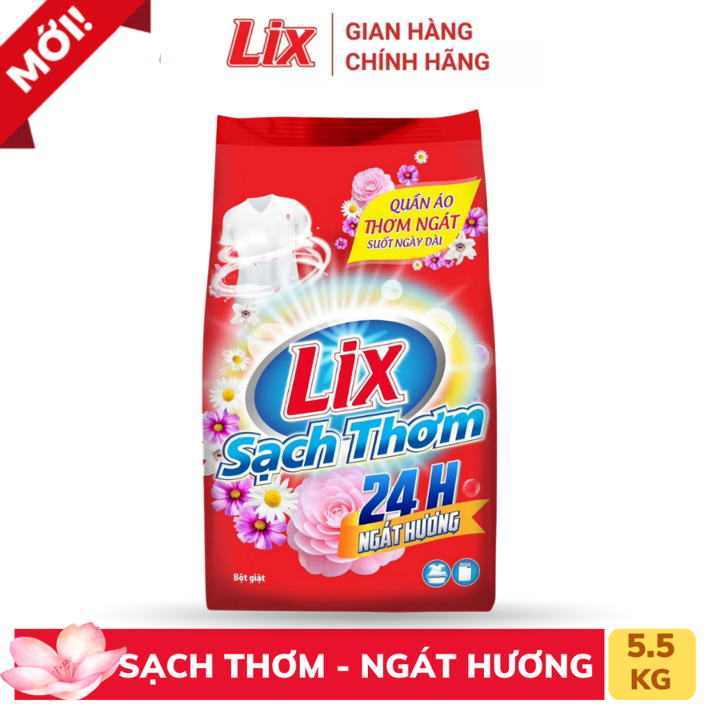 Ảnh Bột giặt Lix Sạch Thơm hương hoa 5.5kg ES550 tăng gấp đôi sức mạnh giặt tẩy, dùng cho giặt tay, máy - Lixco Việt Nam 2