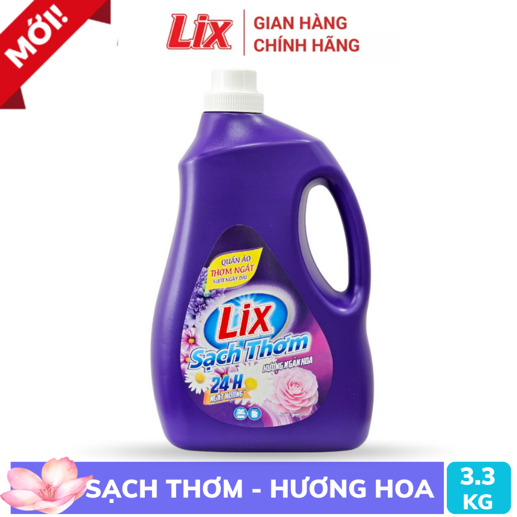 Ảnh Nước giặt Lix sạch thơm hương ngàn hoa chai 3.3kg sạch nhanh vết bẩn N7401 gấp đôi sức mạnh giặt tẩy - Lixco Việt Nam 2