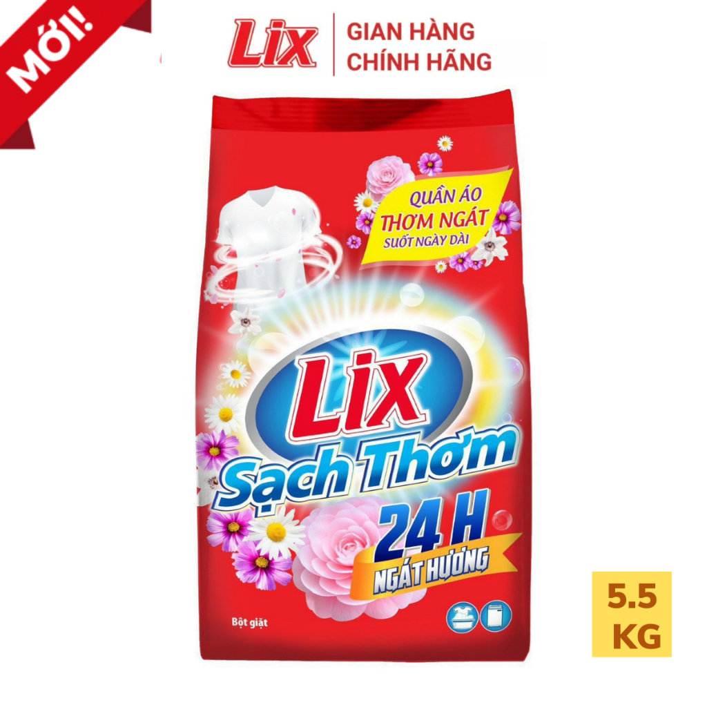 Ảnh Bột giặt Lix Sạch Thơm hương hoa 5.5kg ES550 tăng gấp đôi sức mạnh giặt tẩy, dùng cho giặt tay, máy - Lixco Việt Nam 3