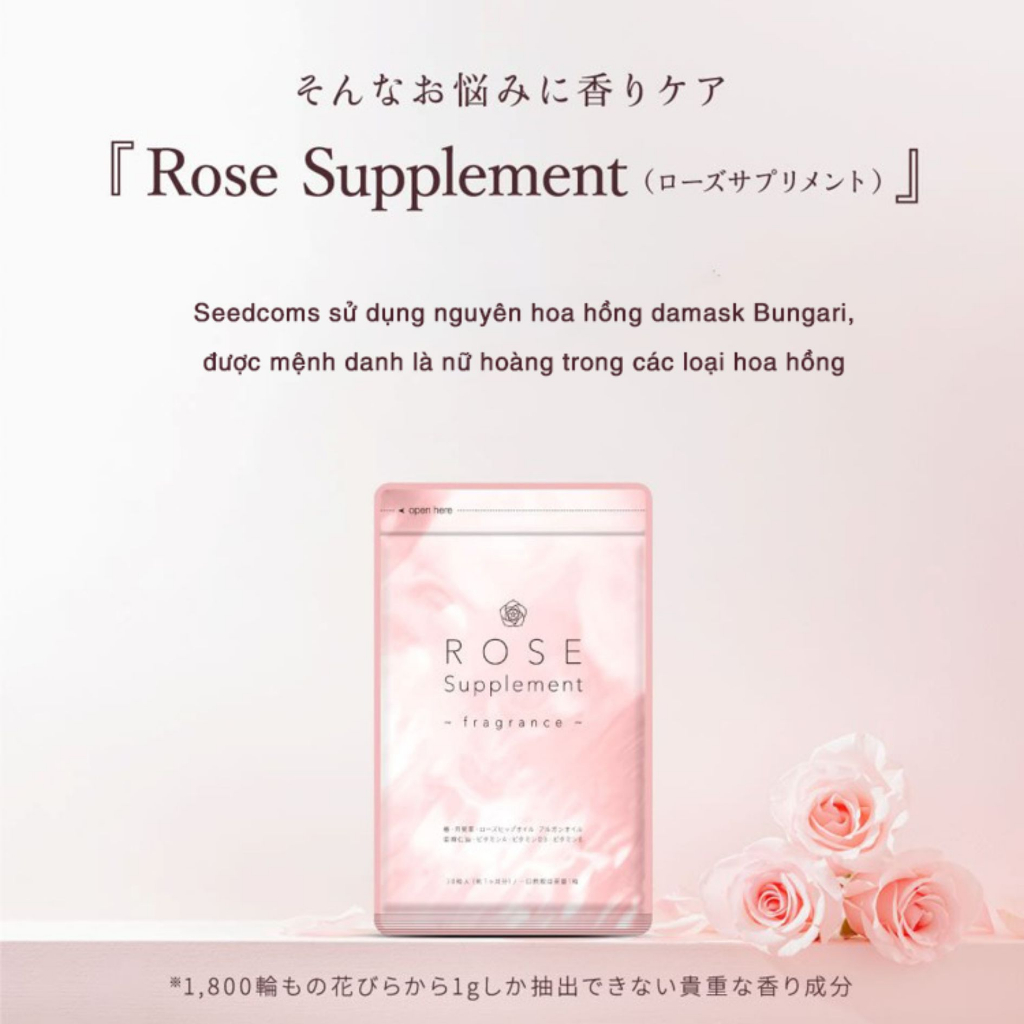 Ảnh Viên uống Seedcoms Rose Supplement tạo hương thơm chiết xuất hoa và thảo mộc 30 ngày - Bahachiha 4