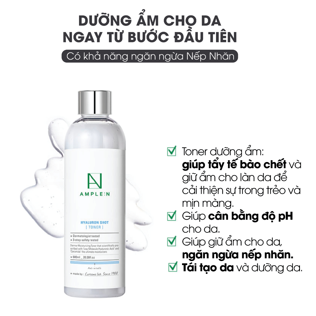 Ảnh Nước Hoa Hồng Siêu Cấp Ẩm AMPLE:N Hyaluron Shot Toner 3