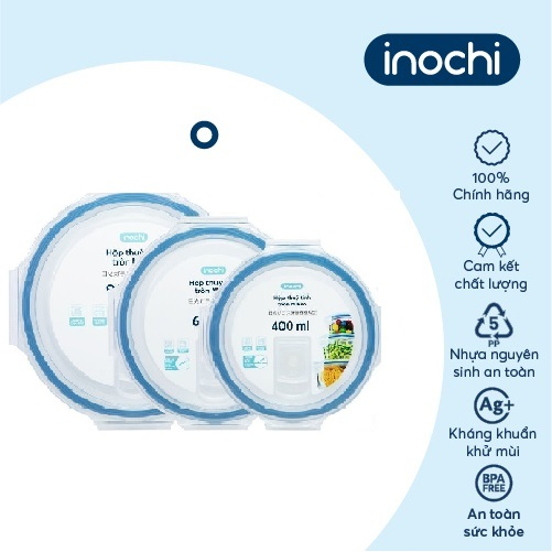 Hộp thuỷ tinh tròn Nikko Inochi 400ml-620ml-950ml Chính Hãng, Thuỷ Tinh Dày Dặn Chịu Nhiệt 400*C