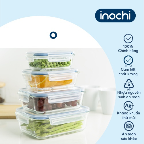 Hộp thủy tinh giữ nhiệt chia 2, 3 ngăn Nikko Inochi - giữ thực phẩm tươi, chịu nhiệt, không bám mùi