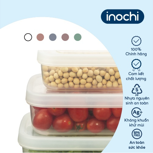 Bộ 3 hộp thực phẩm chữ nhật Inochi - Hokkaido dung tích 500/1000/2000ml - an toàn, tiện lợi