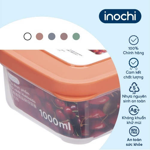 Bộ 3 hộp thực phẩm chữ nhật Inochi - Hokkaido dung tích 500/1000/2000ml - an toàn, tiện lợi