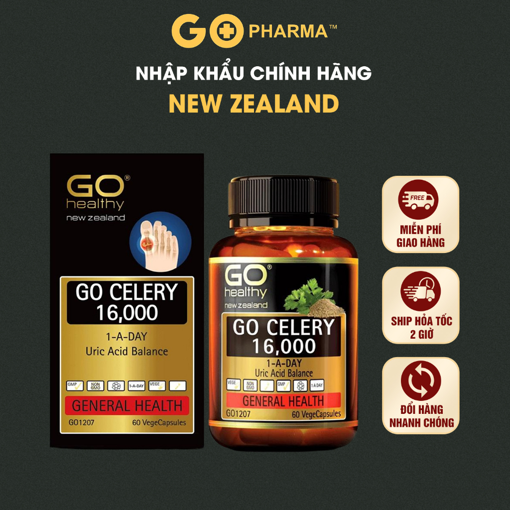 Viên Gút GO Healthy GO CELERY 16000 New Zealand giúp giảm acid uric ...