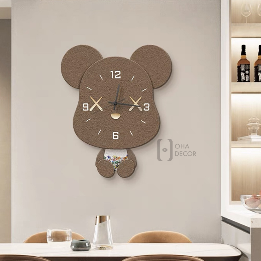 Tranh Đồng Hồ 3D LED Cắt Gấu Đáng Yêu