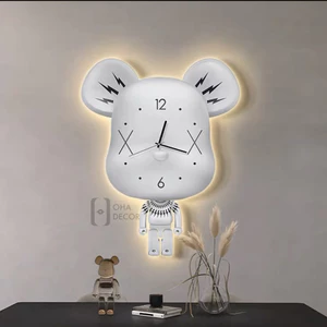 Tranh Đồng Hồ 3D LED Cắt Chú Gấu Trang Trí Nhà, Quán Cà Phê Hiện Đại Tinh Tế Xưởng Giá Rẻ