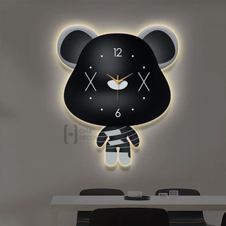Tranh Đồng Hồ 3D LED Cắt Chú Gấu Đáng Yêu Trang Trí Nhà, Quán Cà Phê Hiện Đại Tinh Tế OHA Decor