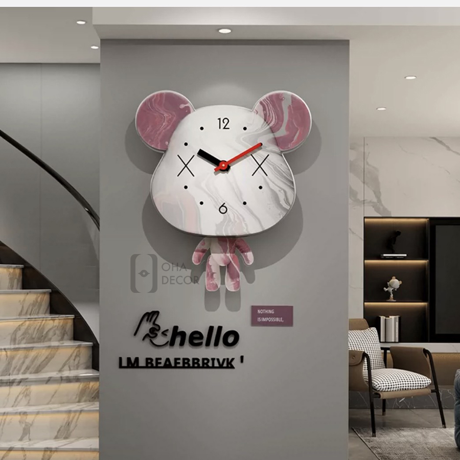 Tranh Đồng Hồ 3D LED Cắt Chú Gấu Đáng Yêu