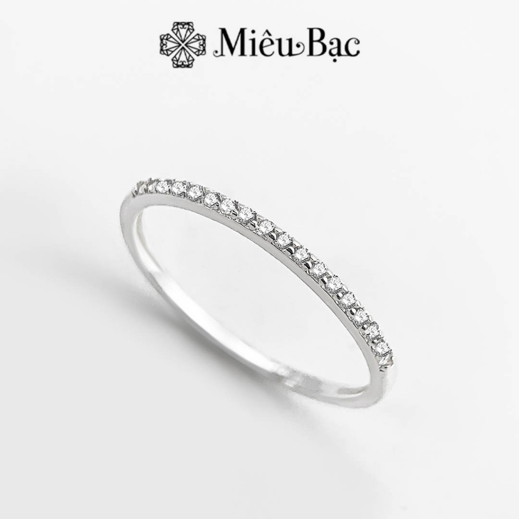 Nhẫn bạc nữ Miêu Bạc một hàng đá đủ size chất liệu bạc 925 thời trang phụ kiện trang sức nữ N400785