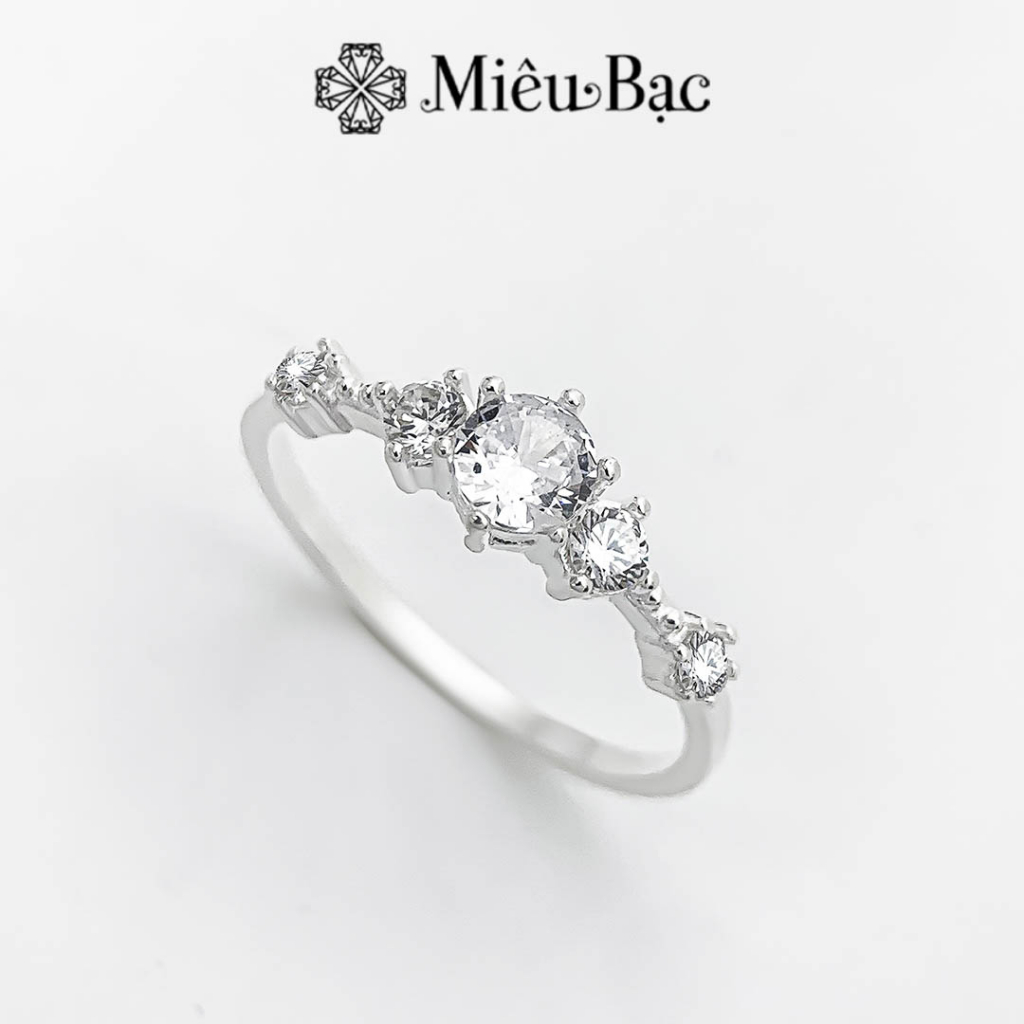 Nhẫn bạc nữ Miêu Bạc Snow Princess đính đá sang chảnh freesize chất liệu bạc s925 phụ kiện trang sức nữ N400025