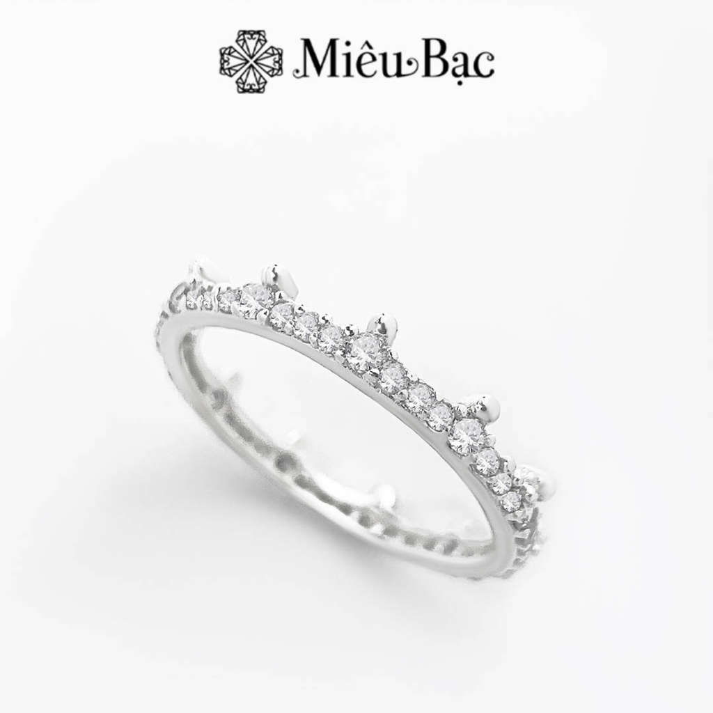 Nhẫn bạc nữ Miêu Bạc Crown Vương miện đính đá sang chảnh chất liệu bạc 925 thời trang phụ kiện trang sức nữ N400597