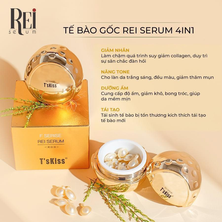 Tinh chất Tế bào gốc mô mỡ REI Serum T’s Kiss Nhật Bản dưỡng trắng, căng bóng và phục hồi da chuyên sâu Hộp 30 viên