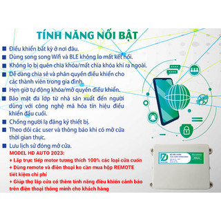 Bộ Điều Khiển Cửa Cuốn Từ Xa Qua Điện Thoại DEVZONE HD AUTO Tự Động Wifi Thông Minh Bằng App Bảo Mật Cao NEW GEN Mã Nhảy