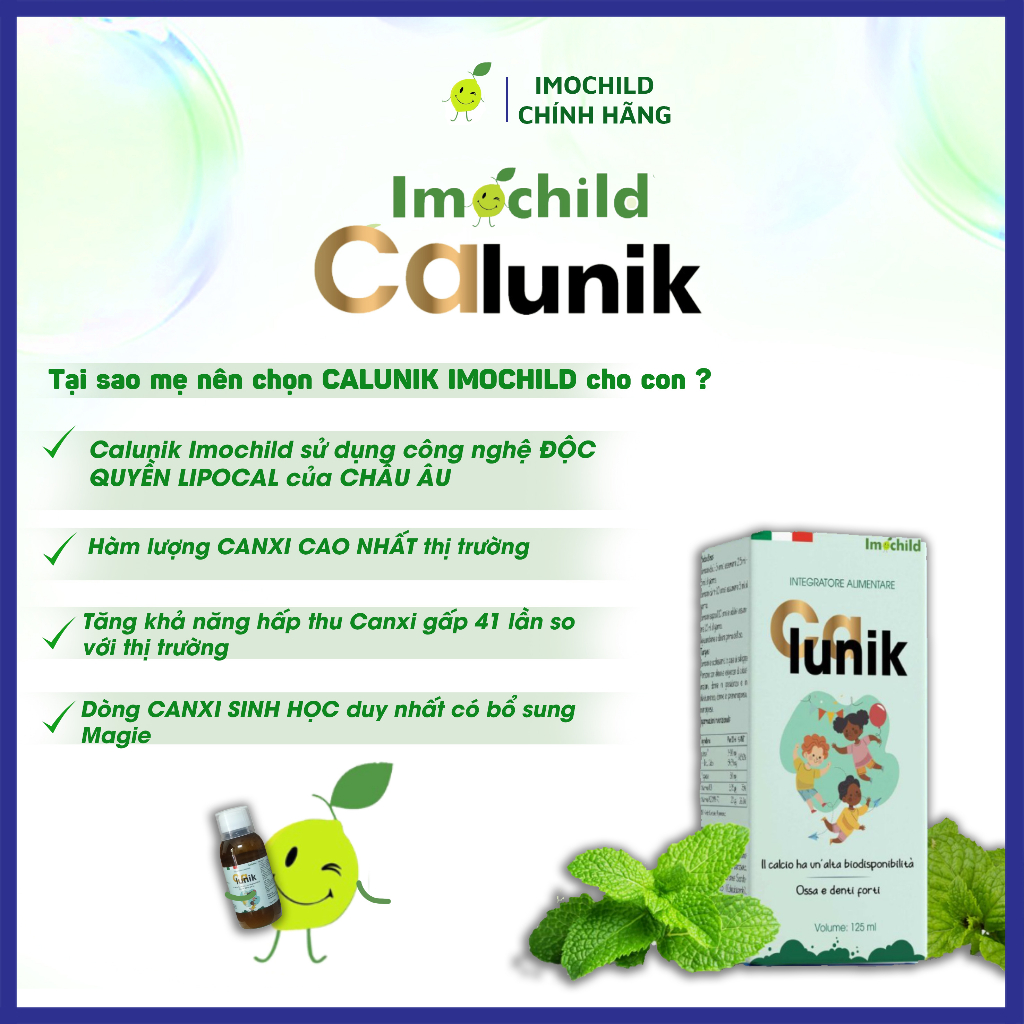 [✨HOTSALE] Combo Canxi Sinh Học D3 K2 IMOCHILD CALUNIK LIPOCAL Hỗ Trợ Tăng Chiều Cao Xương Chắc Khỏe
