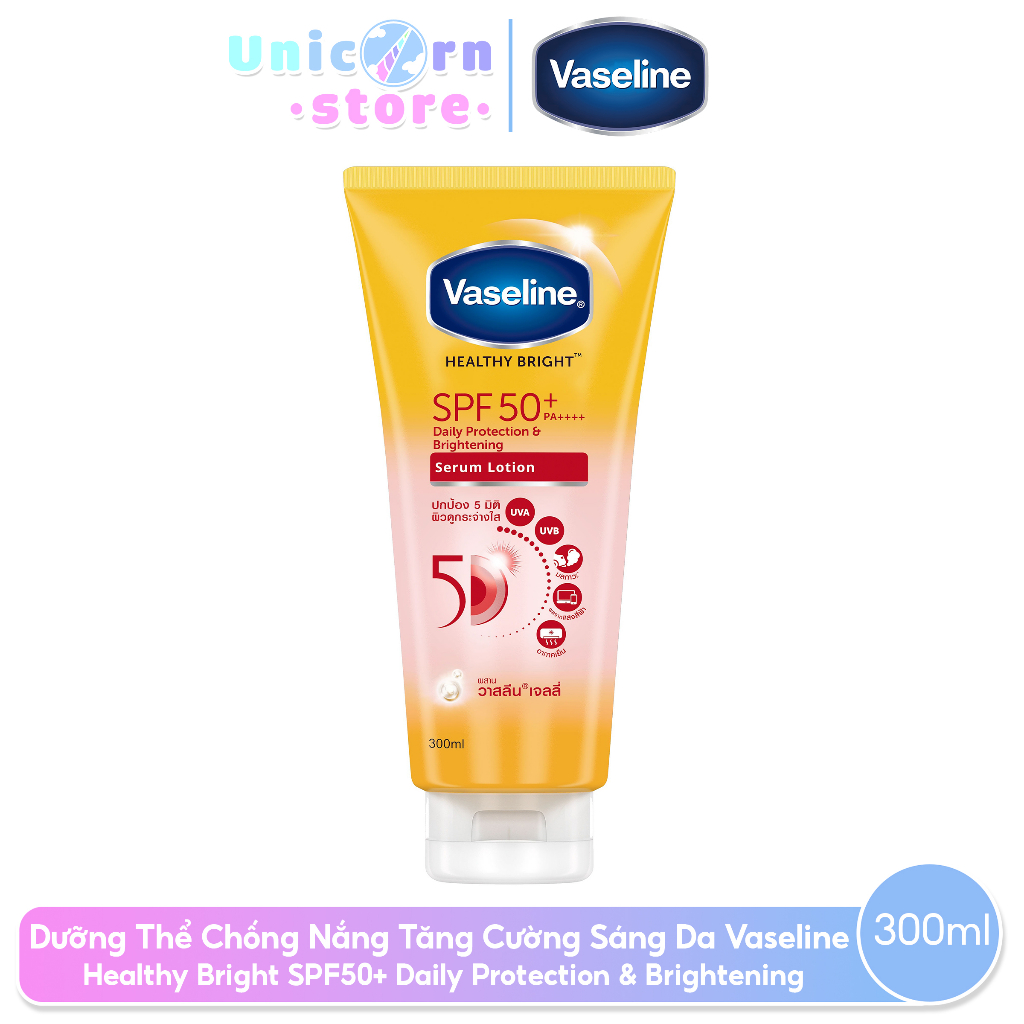 (Bản Thái) Dưỡng Thể Chống Nắng Tăng Cường Sáng Da Vaseline Healthy Bright SPF50+ Daily Protection & Brightening 300ml