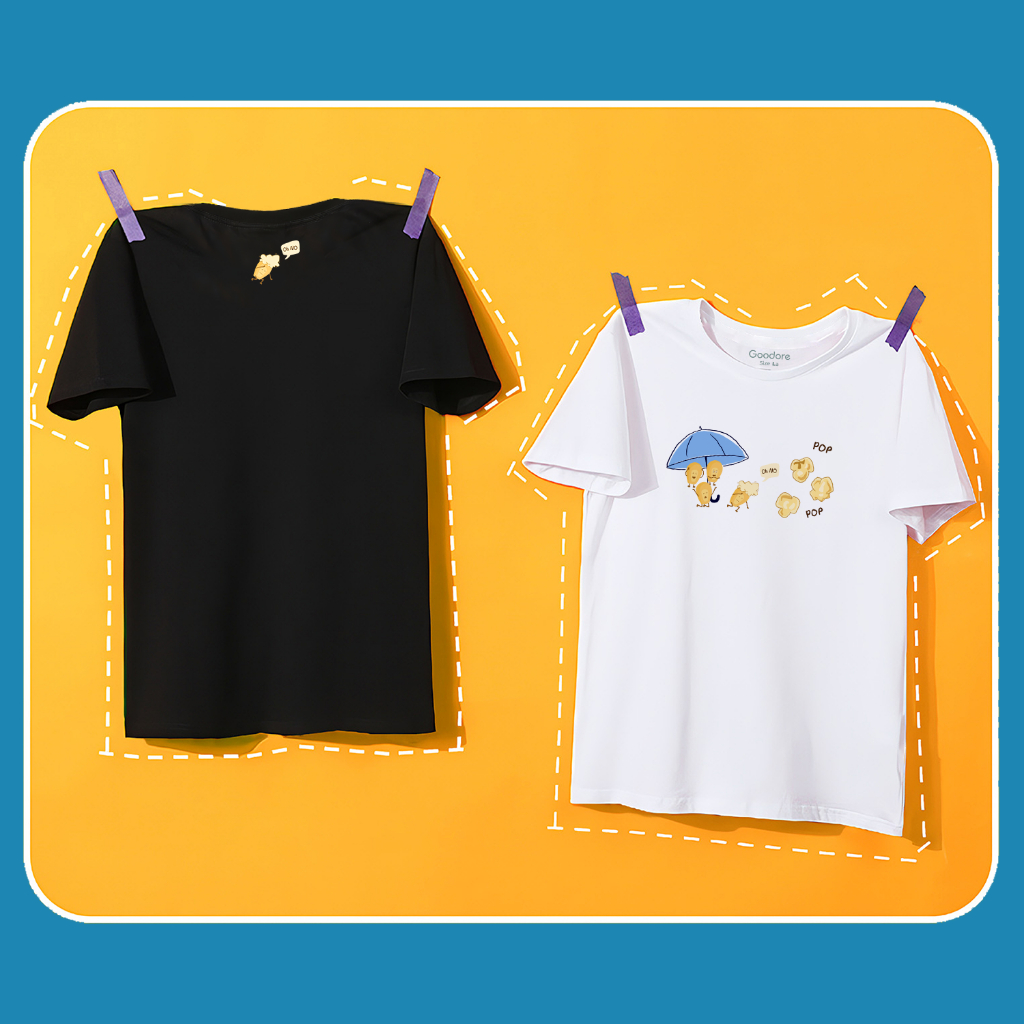 Áo thun cotton unisex nam nữ Goodore Popcorn thoáng mát năng động form vừa thiết kế độc đáo