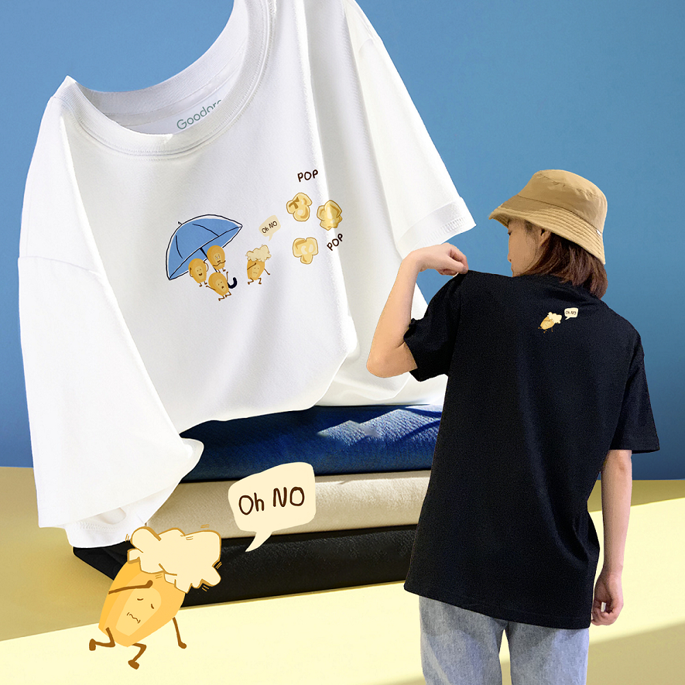 Áo thun cotton unisex nam nữ Goodore Popcorn thoáng mát năng động form vừa thiết kế độc đáo