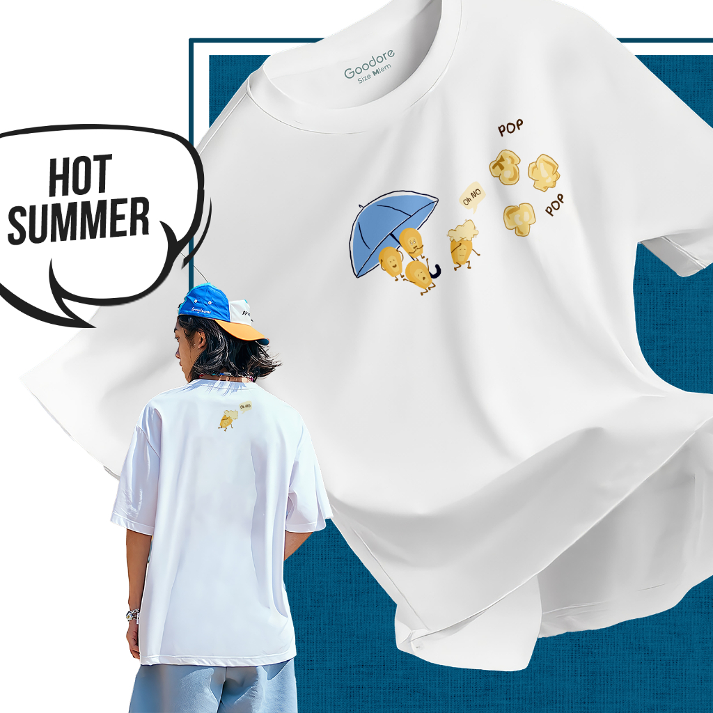 Áo thun cotton unisex nam nữ Goodore Popcorn thoáng mát năng động form vừa thiết kế độc đáo