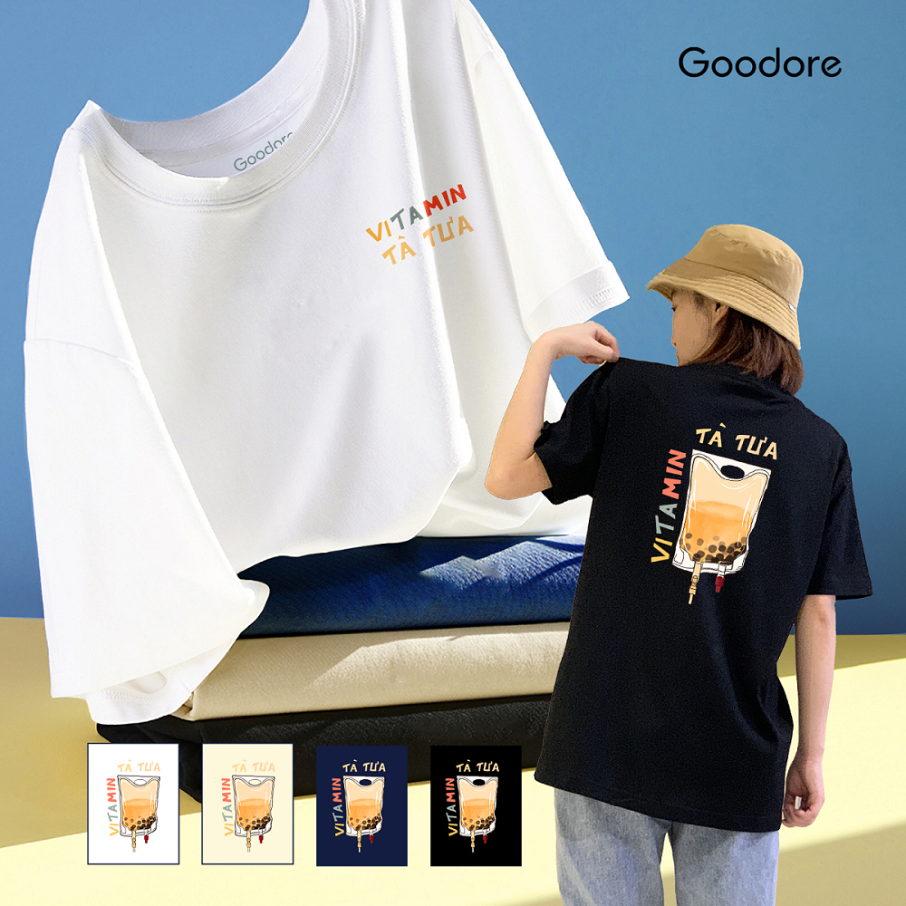 Áo thun cotton unisex nam nữ Goodore Tà tưa thoáng mát năng động form Oversize thiết kế độc đáo
