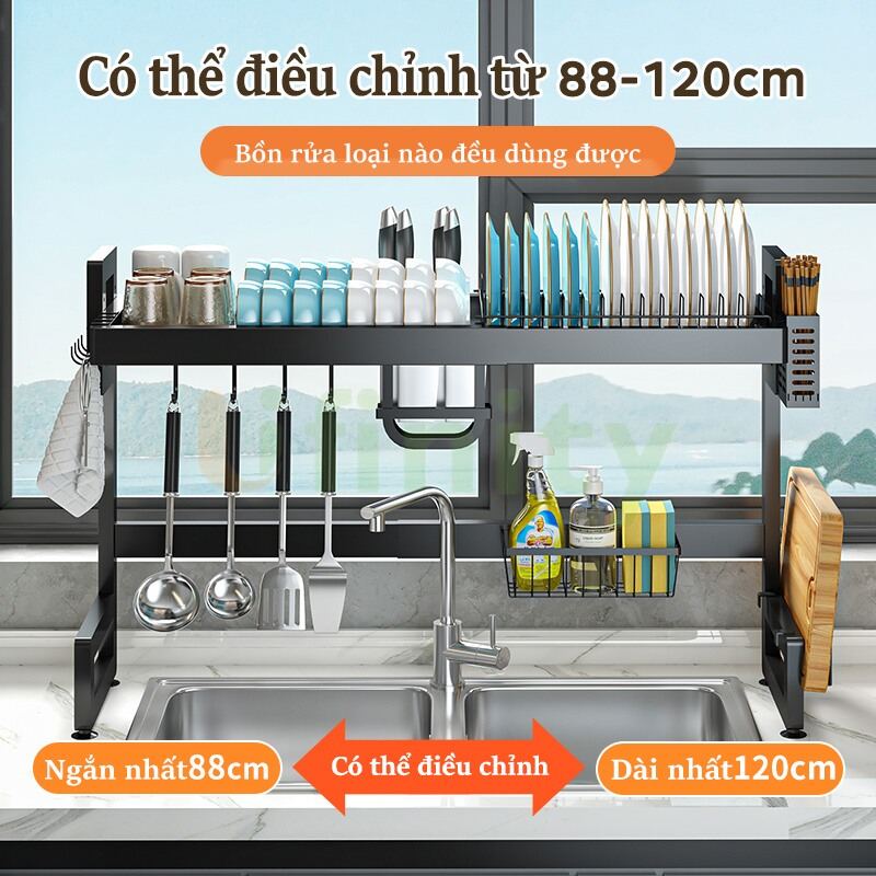 Lifinity Kệ Bồn Rửa Có Thể Điều 60-120cm 1/2 Tầng Kệ Đựng Bát Đĩa, Kệ Để Chén Đĩa Trên Bồn Rửa Bát