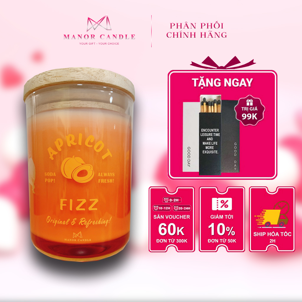 Nến thơm Apricot Fizz size 7oz 250gram hương xoài chính hãng Manor Candle