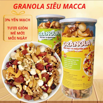 Granola Siêu Hạt Ăn Kiêng Ngũ Cốc Giảm Cân Dinh Dưỡng Hạt Granola Thêm Siêu Macca Óc Chó Đỏ Chỉ 3% Yến Mạch Onefoo68