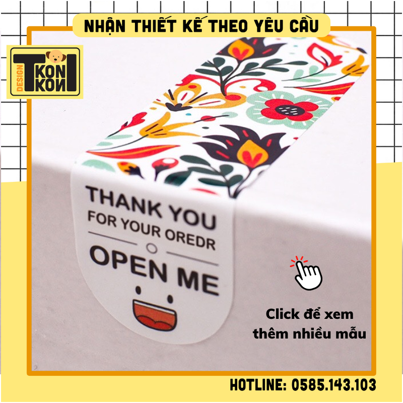 [SẴN] Set 100 Tem Thank You Size 7x2 cm Decal Dán Hộp Carton, Tem Dán ...