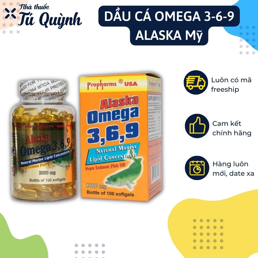 Viên dầu cá Omega 3,6,9 Alaska 1000mg Propharms USA Mỹ giúp bổ não