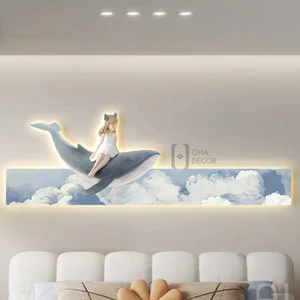 Tranh Cắt 3D LED Cô Gái Tinh Tế Trang Trí Nhà, Quán Cà Phê Hiện Đại Xưởng Giá Rẻ