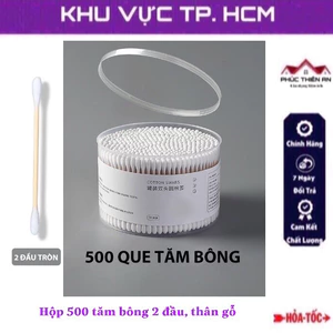 Hộp 500 tăm bông thân gỗ 2 đầu - kháng khuẩn, không sơ bông