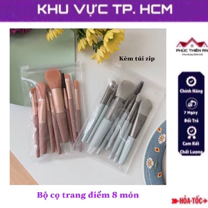 Bộ cọ trang điểm 8 món kèm túi zip dễ thương, tiện dụng