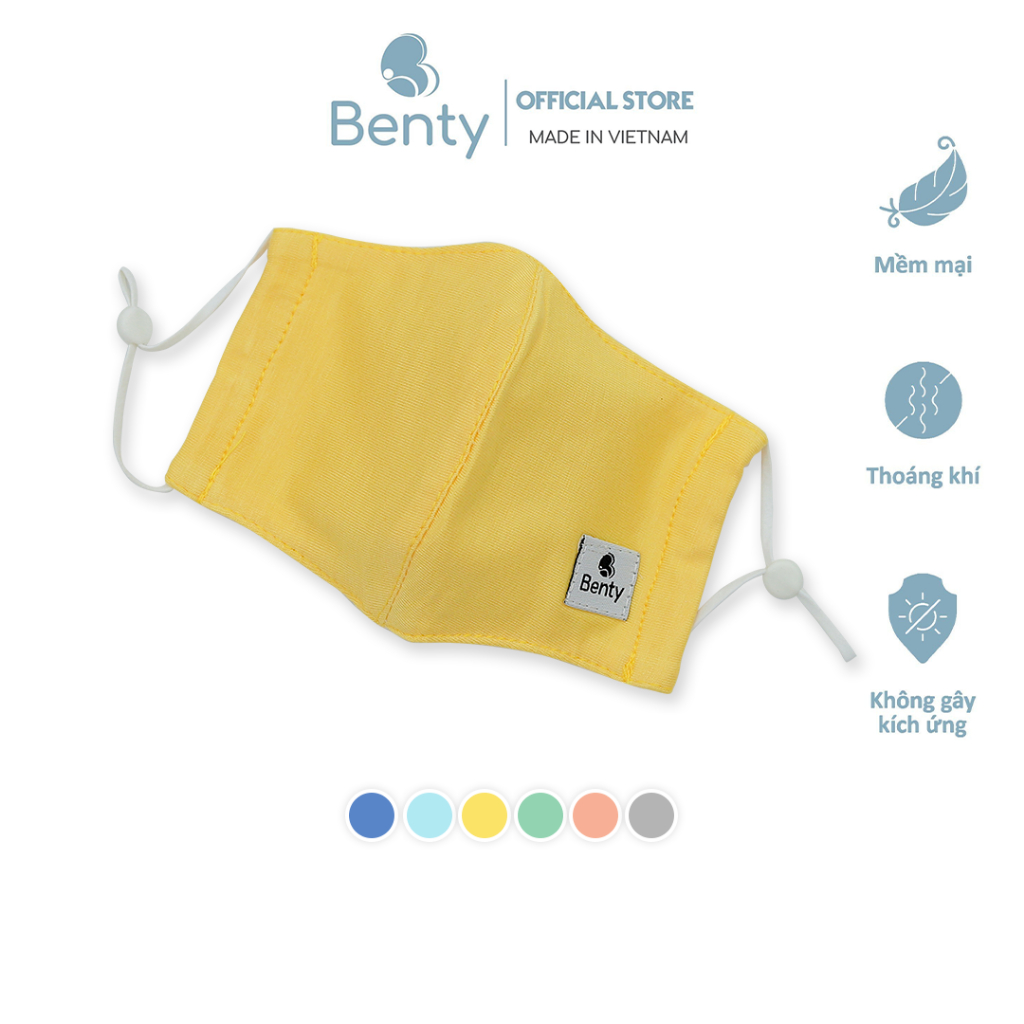 Khẩu trang trẻ em BENTY 2 lớp cotton kháng khuẩn mềm mịn cho bé, khẩu trang vải cao cấp