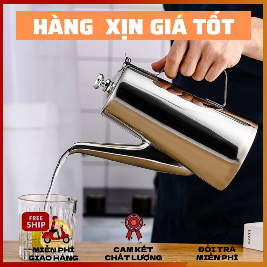 Ấm inox 304 dáng cao sang trọng dung tích 2 lít chuyên đựng trà, cà phê ...