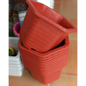 Combo 10 Chậu nhựa trồng cây lục giác FA380 cao 21 cm x rộng 33cm màu đỏ gạch, màu trắng