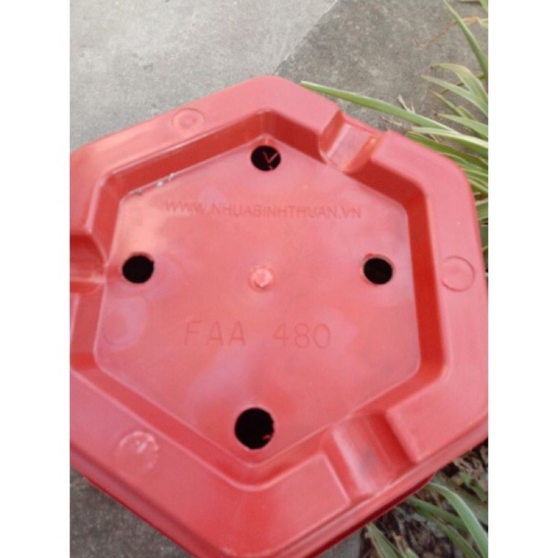 Combo 10 Chậu nhựa trồng cây lục giác FA380 cao 21 cm x rộng 33cm màu đỏ gạch, màu trắng