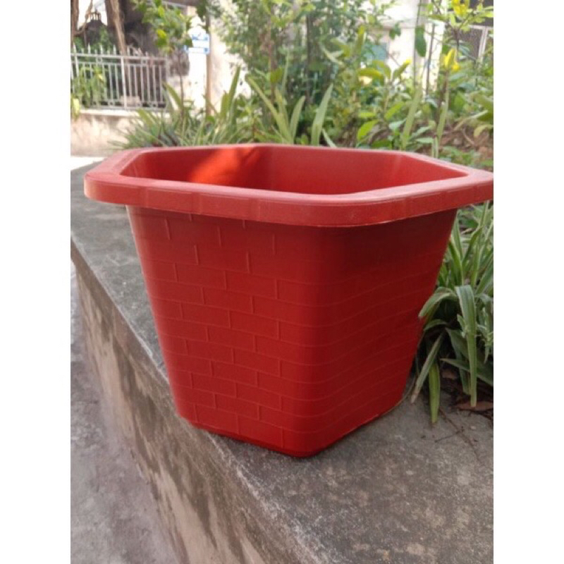 Combo 10 Chậu nhựa trồng cây lục giác FA380 cao 21 cm x rộng 33cm màu đỏ gạch, màu trắng