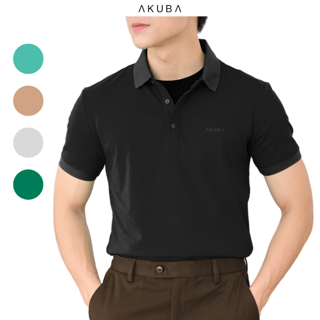 Áo polo Nam trơn cao cấp vải cá sấu cotton Akuba form slimfit, chất liệu mềm mại, thấm hút mồ hôi tốt |01J0666