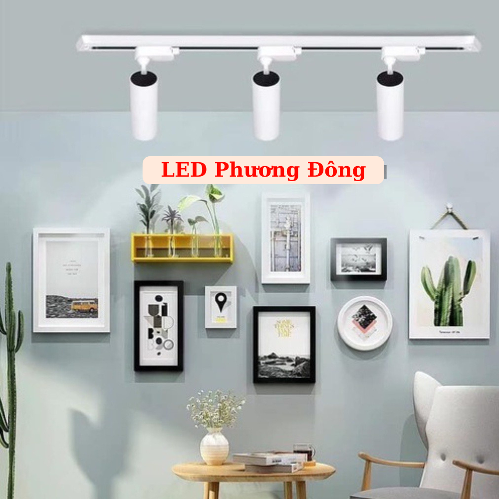 Combo 3 Đèn Rọi ray COB và 1 thanh ray 1m - 12w, 20w, 30w