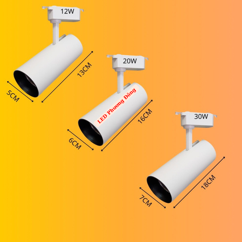 Combo 3 Đèn Rọi ray COB và 1 thanh ray 1m - 12w, 20w, 30w