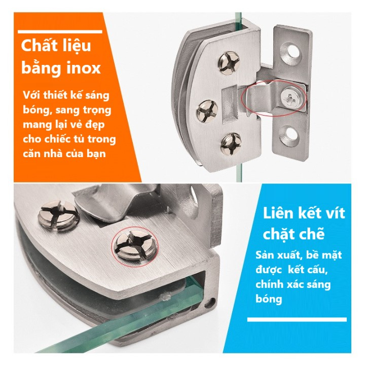 BẢN LỀ KÍNH BÁN NGUYỆT CHỐT BI INOX