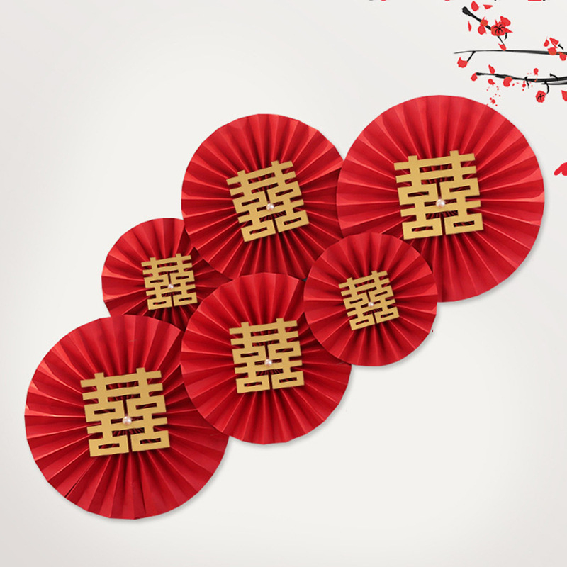 Set 6 chữ hỷ vàng trang trí đám cưới, tráp ăn hỏi, phụ kiện cưới hỏi - Kem Shop K348